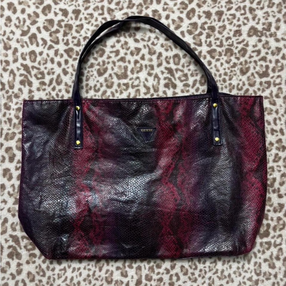 Vintage Guess Purple and Pink Snakeskin Shoulder Bag